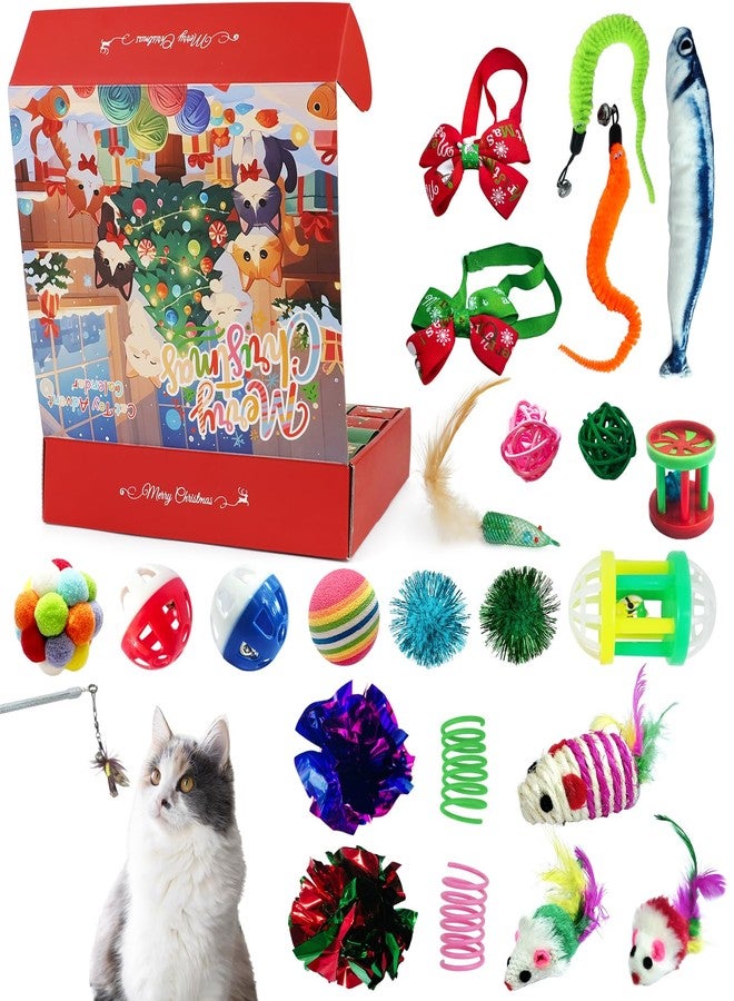 Aviski 2025 Christmas Cat Toy Advent Calendar - Holiday Gift Toys for Cat Lovers, 24 Boxes Catnip Toys, Mice, Feather Teaser and Ball Bells Countdown Calendar - Image 1